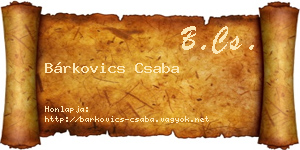 Bárkovics Csaba névjegykártya
